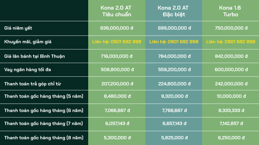 Giá lăn bánh hyundai Kona 2020