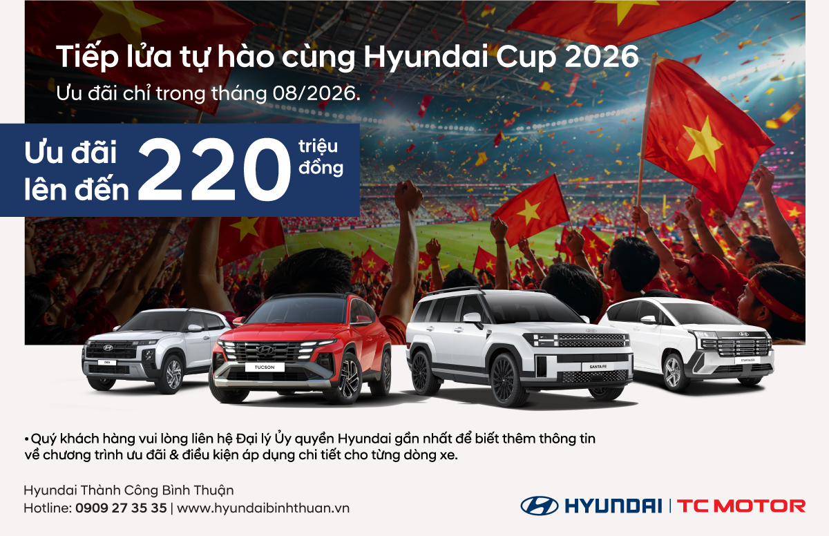 Hyundai Cup 2026: Tổng Hợp Ưu Đãi Mua Xe Hyundai Tháng 08 Cực Hấp Dẫn 2 KV KMT8 Final